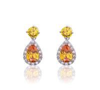 CHERUBIC Women Teardrop Drop Earrings Halo Round Cut White Gold Plated Cubic Zirconia Crystal Elegant Pear Dangle Earrings Jewelry