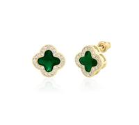 CHERUBIC Women's 925 Sterling Silver AAA Cubic Zirconia Stud Earrings Flower Shape Four-leaf Clover Designs Diamond Cut Crystal Jewelry Gift For Women Girls