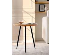 'Chervey' Side Table Solid Wood Bedside Table With Black Tri-Pin Legs MH London Natural One Size