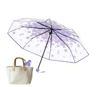 chery blosom Clear Umbrella - Folding Transparent Umbrella, High Transparency for Stylish Rain Umbrella | Lightweight Umbrella for Girls, Women and Teens, Compact and Easy to Carry