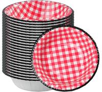 Cherypick 50 Pack Paper Bowls 8 oz Disposable Gingham Recyclable Microwave Safe Paper Bowls, Soak Proof and Cut Proof for Ice Cream, Snacks, Home, Office, Picnic and Party (Pink)