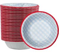 Cherypick Paper Bowls 50 Pack 8 oz Disposable Gingham Recyclable Microwave Safe Paper Bowls, Soak Proof and Cut Proof for Ice Cream, Snacks, Home, Office, Picnic and Party (Blue)