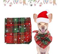 CHERYRMAGIC Christmas Dog Bandana Merry Christmas Holiday Plaid Dog Bandanas Pet Scarf Costume decoration Accessories Washable Pet Neckerchief for Xmas Party Party A2-XHKSJ (Contrasting colors)