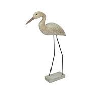 Chesapeake Bay 20 Inch Hand Carved White Washed Wood Heron Bird Statue Home Coastal Decor Sculpture