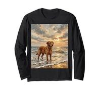 Chesapeake Bay Retriever Dog at The Beach Artwork Long Sleeve T-Shirt
