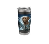 Chesapeake Bay Retriever Howling Moon Meme Dog Lover Stainless Steel Insulated Tumbler