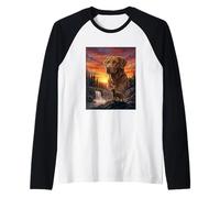 Chesapeake Bay Retriever Lover Vintage Sunset Forest Art Raglan Baseball Tee