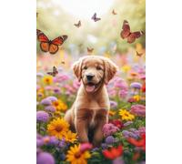 Chesapeake Bay Retriever Puppy in a field of colorful flowers Notebook - Large 6 x 9 inches - 127 Pages