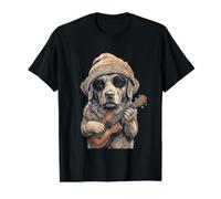Chesapeake Bay Retriever Ukulele Beanie Y2K Aesthetic Value Graphic T-Shirt, Men, Black, M