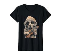 Chesapeake Bay Retriever Ukulele Beanie Y2K Aesthetic Value Graphic T-Shirt, Women, Black, M