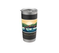 Chesapeake Virginia Coastal Harbor Skyline Graphic Stainless Steel Insulated Tumbler