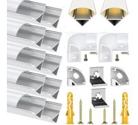 Chesbung 10 Pack 1Meter/3.3ft V Shape Led Aluminum Channel, Aluminum Profile with Milky White Cover, LED Channels and Diffusers with End Caps, Mounting Clips for LED Strip Light
