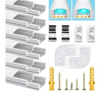 Chesbung 12 Pack U Shape Led Aluminum Profile for LED Strips, 1Meter/3.3ft Led Aluminum Channel with Milky White Cover, Led Track Diffusers with End Caps, Mounting Clips and 90 Degree Corner Connector