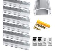 Chesbung 6 Pack 1Meter/3.3ft U Shape Led Aluminum Channel, Aluminum Profile with Cover, Strip Channels and Strip Diffusers with End Caps and Mounting Clips for Flex/Hard LED Strip Light