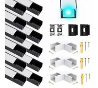 Chesbung Black LED Aluminium Profile for 16mm LED Strips, U Shape LED Channel Diffuser Track with Milky White Cover and 90 Degree Corner Connector, Suitable for Philips Hue LED Light Strip