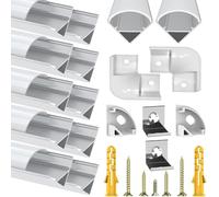 Chesbung Led Aluminum Channel with Cover for Led Strip Lights, 10 Pack v Shape Strip Profile Led Coving for Ceilings Diffuser Trunking Track