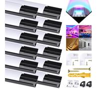 Chesbung LED Strip Profile, 12Pack Aluminum Channel 3.3ft/1Meter Black V-Shape Profile with Milky White Cover, End Caps, Mounting Clips Extrusion 90 Degrees Connectors for Lights