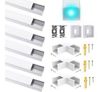 Chesbung U Shape LED Aluminium Channel for LED Strips up to 16 mm, LED Profile Diffuser Track with Milky White Cover and 90 Degree Corner Connector, Suitable for Philips Hue Stripe/Plus LED Strips