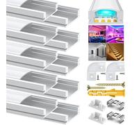 Chesbung U Shape Led Aluminum Channel, 10 Pack 1Meter/3.3ft Aluminum Profile with Milky White Cover, LED Channels and Diffusers with End Caps, Mounting Clips, Corner Connectors for LED Strip Light