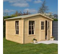Cheshire 11 x 10 Retreat Apex Log Cabin (19mm Wall Thickness) in Natural Cheshire Natural