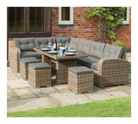 Cheshire 12 Seater Natural Weave Corner Dining Set in Light Brown Cheshire Light Brown