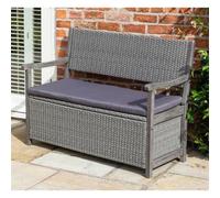 Cheshire 2 Seater Grey Hardwood Timber Framed Rattan Weave Garden Bench in Dark Grey Cheshire Dark Grey