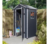 Cheshire 4Ft X 3Ft Deluxe Stratton Plastic Shed Single Door Apex Shed With Foundation Kit - Dark Grey