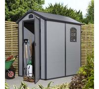 Cheshire 4Ft X 6Ft Deluxe Stratton Plastic Shed Single Door Apex Shed With Foundation Kit - Light Grey