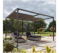 Cheshire 4m x 3m Deluxe Aluminium Canopy with Sliding Shade in Dark Grey Cheshire Dark Grey