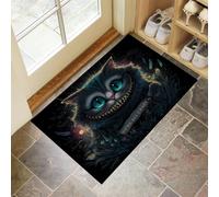 Cheshire Cat Door Mats Indoor 40 X 60 Cm, Machine Washable Inside Door Mat, Horrible Animals Soft Doormats,Absorbent Entrance Rug, Anti-Slip Floor Mats For Front Rear Doors (Dark Gray)