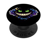 Cheshire Cat Invisible Grin Dark Aesthetic Outline Art PopSockets Adhesive PopGrip