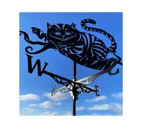 (Cheshire cat weathervane) Black Metal Weather Vane Wind Indicator Weathercock Garden Shed House Decoration