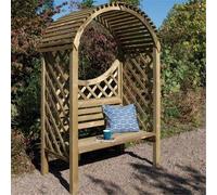 Cheshire Deluxe Pressure Treated Arbour with Open Lattice Sides & Arch in Light Oak Cheshire Light Oak