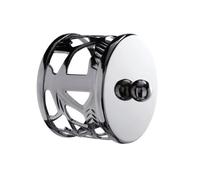 Cheshire Mouldings Round Polished Silver Metal Chrome-Plated Filigree Handrail End Cap (L)43mm (Dia)60mm (W)60mm, Pair