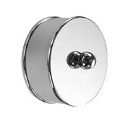 Cheshire Mouldings Round Polished Silver Metal Chrome-Plated Medium Handrail End Cap (L)26mm (Dia)60mm (W)60mm, Pair