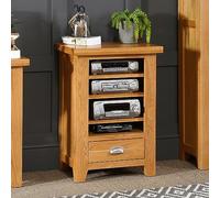 Cheshire Oak Hi-Fi Media Stand Shelf Unit - Natural Oak Finish, Adjustable Shelves, Ideal for Living Room & Entertainment Area, No Assembly Required - H 785 x W 530 x D 410mm