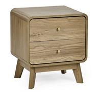 Cheshire Premium Freya 2 Drawer Oak Bedside Unit in Beige Cheshire Beige