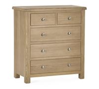Cheshire Premium Hudson Limed Oak 3 + 2 Drawer Chest - Limed Oak in Brown Cheshire Brown
