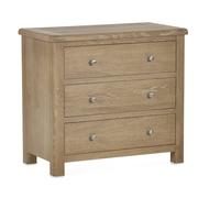 Cheshire Premium Hudson Limed Oak 3 Drawer Chest - Limed Oak in Brown Cheshire Brown
