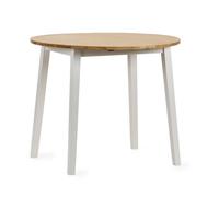 Cheshire Premium Linwood 90cm Round Drop Leaf Dining Table - White & Natural Cheshire Multicolor