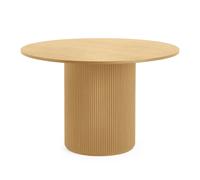 Cheshire Premium Louis 120cm Light Oak Fluted Round Dining Table in Brown Cheshire Brown
