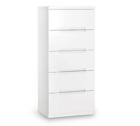 Cheshire Premium Midtown 5 Drawer Narrow Chest - High Gloss White Cheshire White