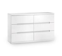 Cheshire Premium Midtown 6 Drawer Wide Chest - High Gloss White Cheshire White