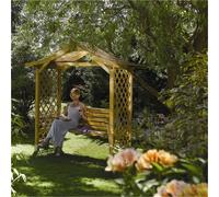 Cheshire Pressure Treated Deluxe Swing Set Arbour in Light Oak Cheshire Light Oak