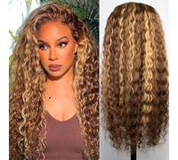 Chesma 28 Inch Highlighted Ombre Wig With Mesh Front Human Hair 13X4 Hd Honey Blonde 4/27 Deep Wave Lace Front Wigs Glueless Human Hair Pre