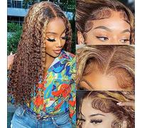 Chesma Honey Blonde 4/27 Ombre Lace Front Wig Human Hair 13x4 HD Highlight Deep Wave Front Wig Lace Wig Glueless Pre Frayed Co