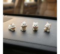 Chesomn 4 Pcs Mini Westie Car Decor Set, Cute Car Dash Decorations, Realistic Car Decor Figurine Mini Dog Car Dashboard Accessories for Desk, Office, Car Interior Decoration (Westie)