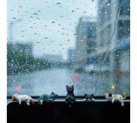 Chesomn 5 Pcs Mini Cat Car Decor Set, Cute Car Dash Decorations, Realistic Car Decor Figurine Mini Cat Car Dashboard Accessories for Desk, Office, Car Interior Decoration (Cats)