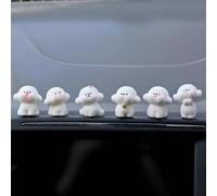 Chesomn 6 Pcs Mini White Dog Car Decor Set, Car Dash Decorations