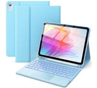 CHESONA for iPad 10th Generation Case with Keyboard, 7 Color Backlight, Multi-Touch Trackpad, Flip Stand Case with Pencil Holder, 2 Wireless Channels for iPad (A16) 11th/10th Gen (2025/2022), Sky Blue